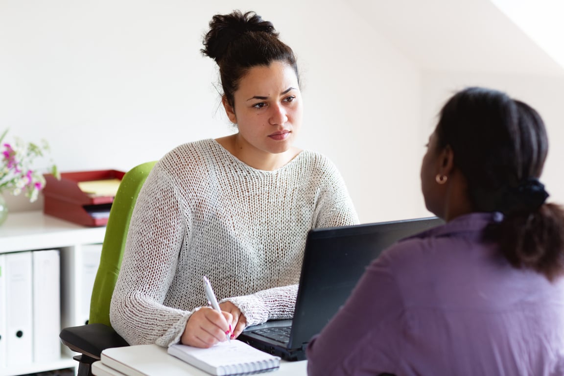 Mental  health:  client talking with social worker